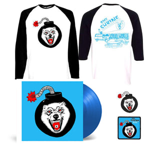 Cruel World Blue vinyl LP Bundle - 12" Lp - Baseball Shirt - Patch - Pin - Shirt